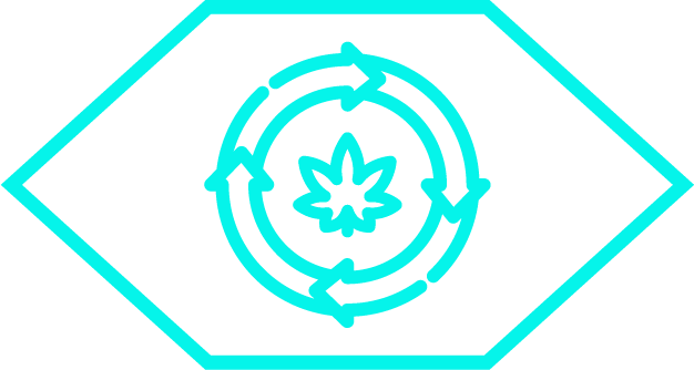 cannabis leaf icon representing Teal's automated production process